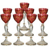 NINE FINE CRANBERRY ENAMELED STEMS